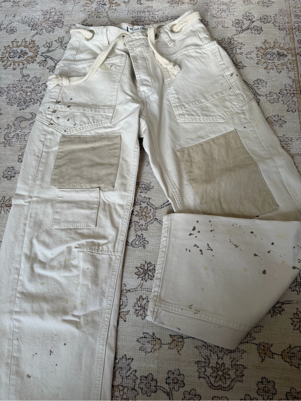 We The Free Cream Painter-Style Cropped Utility Pants